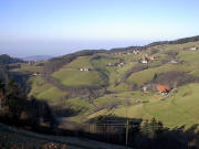 Blick vom Berglusthaus nach Nordwesten auf Geiersnest: Paulihof oben Mitte links