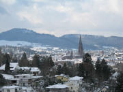 Tele-Blick vom Jgerhusle zum Freiburger Mnster und Schnberg