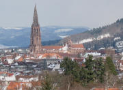Tele-Blick vom Lorettoberg nach Norden zum Freiburger Mnster am 1.3.2006