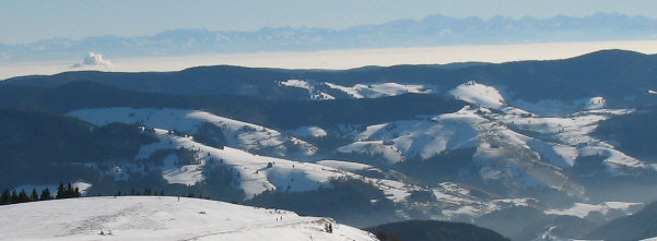 Blick vom Belchen nach Osten ber Wiesental und Frhnd zu den Alpen am 11.1.2006 